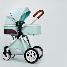 Check Patroon Baby Stroller 3 In 1 High Landscape Carriage Soft Touch Multicolor Toddler Bassinet Stroller Puchair Newborn Cotton Material Street BA01 C23