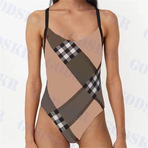 Maillot de bain une pièce pour femme Bikini imprimé à carreaux maillot de bain à bretelles rétro Sexy maillot de bain dos ouvert