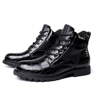 Gecontroleerde patroon heren martin laarzen imiteren crozzling round teen motorfietsschoenen casual botas vintage mannen korte enkel buitenlaars