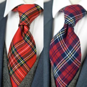 Gecontroleerde Plaid Schotse Tartan Red Crimson Grijs Grijs Groen Geel Blauw Heren Stropdassen Stropdassen Pak Cadeau Voor Mannen 240202