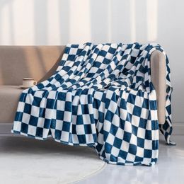 Manta de celosía de tablero de ajedrez, patrón azul, amarillo y verde para niños, niñas, regalo de cumpleaños para cama, sofá, manta suave 240122