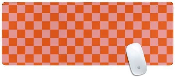 Szachownica pomarańczowy wzór w kratkę 31.5x11.8 duża podkładka pod mysz do gier ze zszytymi krawędziami klawiatura podkładka pod mysz podkładka na biurko strona główna