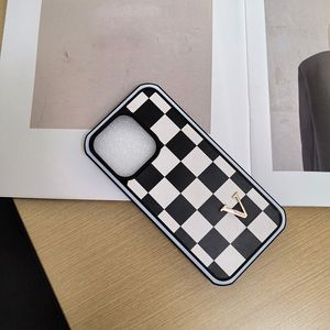 Checkerboard telefoonhoesje woodent mode iPhone 15Promax 15Plus 15Pro 15 14Promax 14Plus 12mini 13 12 11Pro Max Telefoon Case Square Phonecase