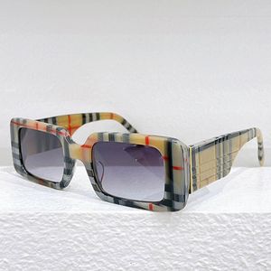 Gafas de sol cuadradas a cuadros BE4748 gafas de sol con montura de acetato de diseñador para mujer Placa a cuadros con logotipo de metal en relieve rectangular para hombre gafas de pesca de golf informales