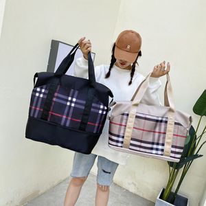 Bolsa de almacenamiento de hombro a rayas a cuadros para hombres/mujeres Bolsa de fitness Bolsa al por mayor para mujeres Bolsa de viaje de gran capacidad de mano de corta distancia