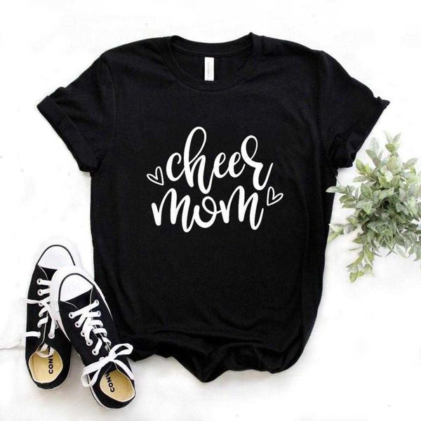 Cheer Mom Heart Tops estampado mujer Hipster divertida camiseta Lady Yong Girl 6 colores Top