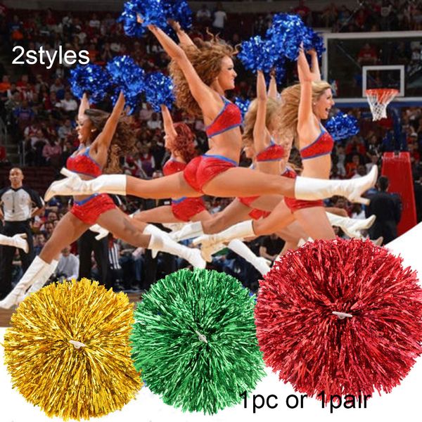 Cheerleading 1PC1Pair poignée en plastique pompons de banderole métalliques Cheerleading acclamant Pom Ball acclamant danse décorateur Club Sport approvisionnement 230904