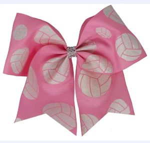 Cheerleading 7 pulgadas Glitter voleibol Cheer Bow clip para el cabello o elástico para niña accesorios para el soporte de la cola del cabello 24 piezas 231025