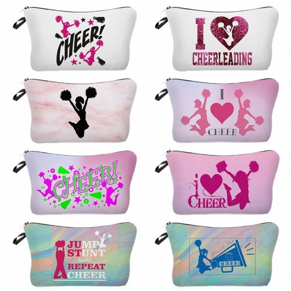 Cheerleading Girl Sac de maquillage Club Sac cadeau Femme Portable Modèle personnalisé Sac cosmétique Organisateur de voyage Kit de toilette de stockage T3oM #