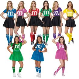 Costume de pom-pom girl pour enfants M M, Kit uniforme de pom-pom girl avec jarretelles, jeux familiaux, vêtements parents-enfants, T-Shirt, jupe noire, ensemble 231201