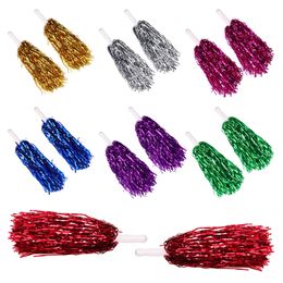 Cheerleading pom poms 14 stuks cheerleading metaalfolie multi-kleuren pluizig met handvatten die worden gebruikt voor sportactiviteiten feesten en dansen 240425