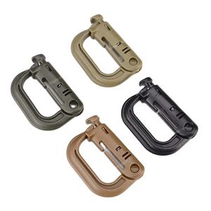 5 -stks Grimloc Molle Carabiner D vergrendelingsring Plastic clip Snap type ring gesp geworden Karabijnse sleutelhanger Itw bevestigingszak Buckle Camping Hikingoutdoor Tools Sport