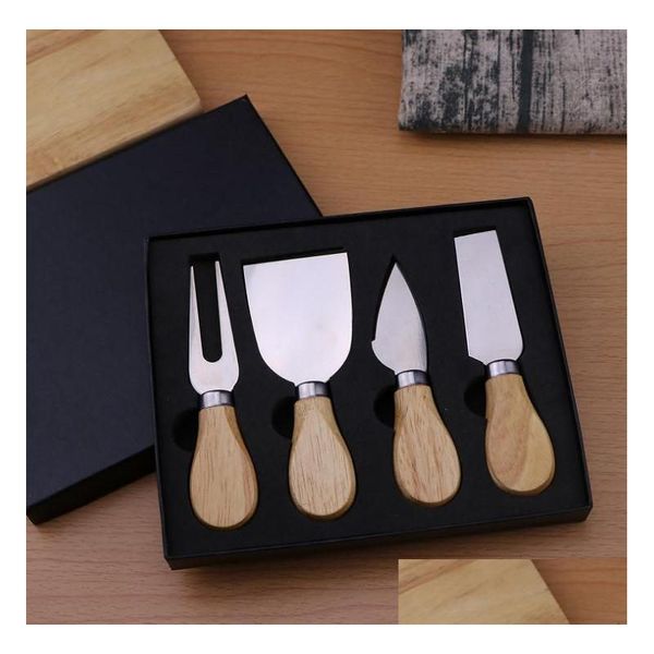 Outils à fromage 30 ensembles manche en bois ensemble couteau coupe cuisson dans boîte noire livraison directe maison jardin cuisine barre à manger Ot7Fg