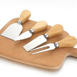 Kaas Gereedschap Mes Set Oak Handvat Vork Schop Kit Regraters Bakken Pizza Slicer Cutter In Stock EE