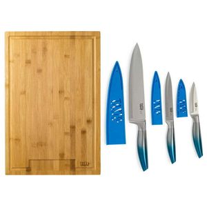 Herramientas para queso Pieza de bambú para cortar y juego de cuchillos Ombre Royal Blue Ginger rallador mini soporte para mantequilla esparcidor de cuchillos 230918