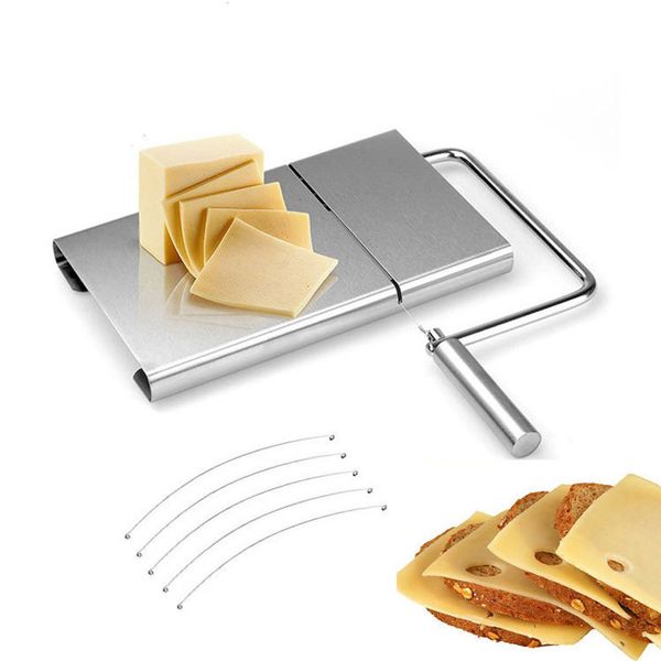 Herramientas de queso Slicer Acero inoxidable Cocina Jamón Mantequilla vegetal Alimentos Herramienta de corte multifuncional con 5 cables reemplazables 230302