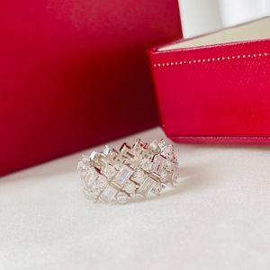 Bague en diamant et cristal de marque Cheetah en argent sterling doré de qualité supérieure, copie officielle, cadeau premium, bague de mariage, taille américaine 18 carats, avec boîte 004
