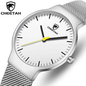 Cheetah merk mannen horloge top merk quartz analoge klok waterdicht roestvrij staal mannelijk polshorloge zilveren horloges voor mannen 210517