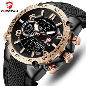 Cheetah top luxe merk mannen digitale horloge militaire sport horloges heren mode waterdichte kwarts polshorloge dubbele display klok 210517