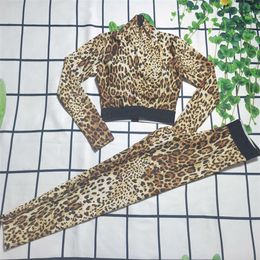 Cheetah – pantalon deux pièces pour femmes, survêtement de Yoga, imprimé léopard noir, manches longues, taille Slim, Leggings de Sport, 220T