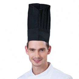 Chapeau de chef pour femme et hommes Hôtel Cuisine High Cater Catering Cooking Cap Restauration de serveur masculin Work Bakery Black Baking Cap F7SJ #