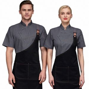 Veste de chef et Apr pour hommes femmes restaurant cuisine cuisinier serveur serveur uniforme boulangerie bar café vêtements 25nT #