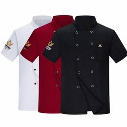 Veste de chef pour hommes et femmes, veste de cuisinier à manches courtes, uniforme de travail de cuisine de restaurant Q16o #