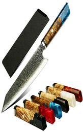 Chef -kok mes 67 lagen damascus staal 8 inch Japanse keukenmessen scherpe hakje plak gyuto mes voortreffelijke epoxy hars soldifie9218010