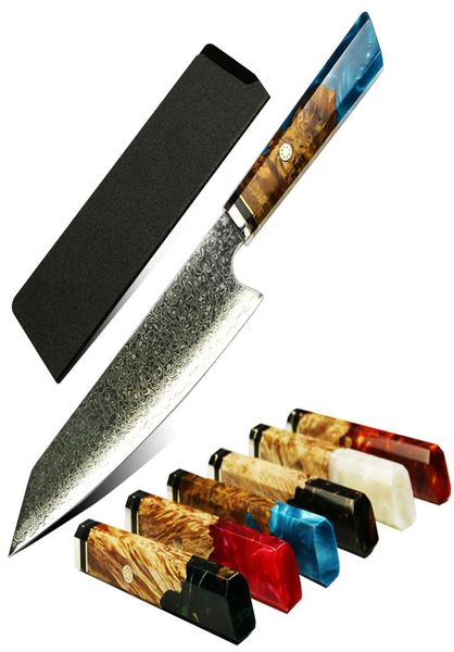 Chef Knife 67 Capas Damasco Steel 8 pulgadas Knitives de cocina japonesa Corte afilada Slice Gyuto Knife Exquisito epoxi resina Solidifie3059076