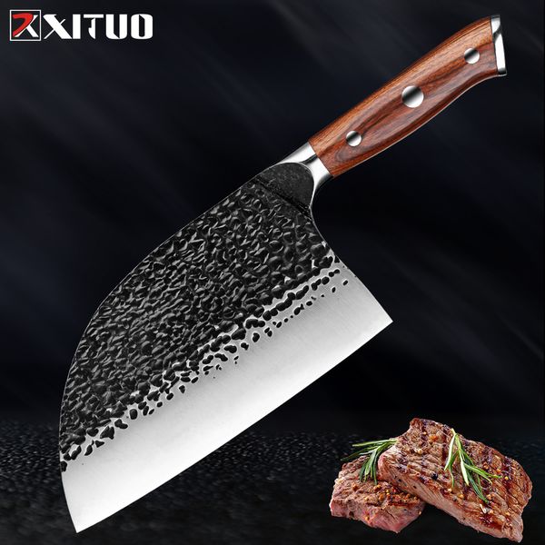 Cuchillo de Chef con revestimiento de aceite antioxidante, cuchillo de cocina, cuchillo divisorio, cuchillo para deshuesar, cuchillo de carnicero de acero al carbono forjado a mano