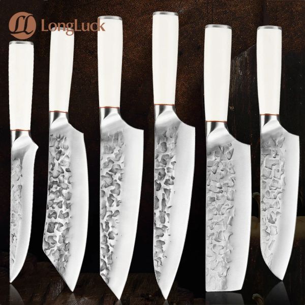 Ensemble de couteaux de chef forgés à la main, professionnels japonais, Santoku Kiritsuke, couperet à viande, couteaux de cuisine à désosser, manche en Abs