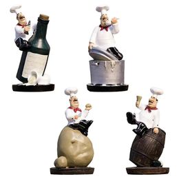 Statue de chef mignon résine figurine mini ornements miniatures country cottage cuisine cafe bar restaurant décoration 240521