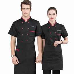 Uniforme de chef pour hommes et femmes, avec Logo de Restaurant persalisé, vêtements de cuisine, chemise à manches courtes/Lg, veste de travail, chemises Top Desi F239 #