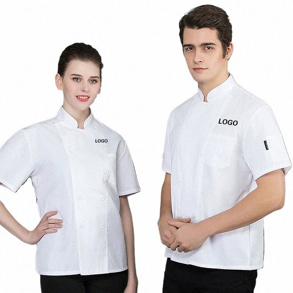 Chef Uniforme Pour Hommes Femmes Avec Logo Restaurante Persalized Cook Vêtements Chemise Manches Veste Fonctionne Top Design Imprimer Modèle t2JI #