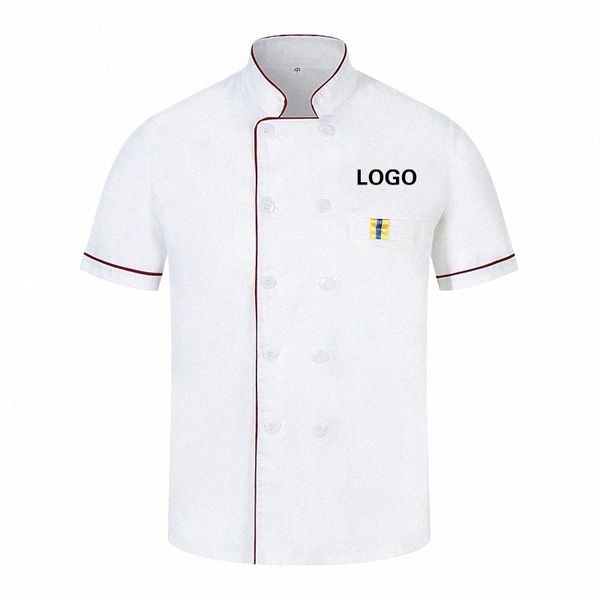 Uniforme de chef para hombres y mujeres con logotipo Restaurante Persalized Cook Ropa Camisa Mangas Chaqueta Funciona Diseño superior Patrón de impresión k08v #