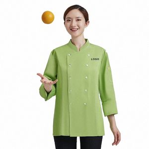 Chef Uniform Voor Vrouwen Jas Koken Kleding Keuken Shirt Pak Waitr Food Service Jas Meisje Persalized Werkt Aangepast Logo Z5XY #