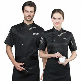 Chef Uniform Heren Jas Kookkleding Keuken Shirt Waitr Food Service Hotel Fast Food Hot Pot Cake Shop Jas Aangepast logo r2yK #