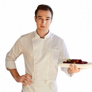 Chef Uniforme para hombres LG Camisetas de camarera Bakery Cook Coat Choal Pastry Hotel Kitchen Café Café de trabajo M9rg#