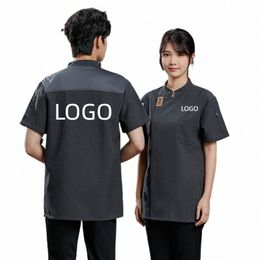 Chef Uniforme Uniforme de trabajo Nombre personalizado Imprimir Logotipo Camisa de manga corta Chaqueta Pan Restaurante Pastelería Cocina D7KN #