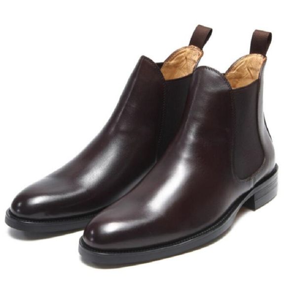 Botas de trabajo de lujo para hombre Chelsea Black Brown, zapatos de diseñador de moda para hombre, piel de vaca genuina Da025