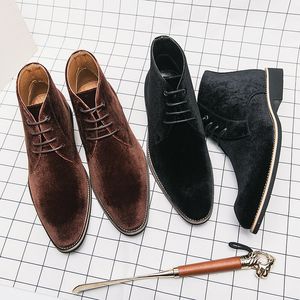 Chelsea Boot Mannen Schoenen Martin laarzen Suede Puntschoen Lace-up Casual Leren Schoenen Dagelijkse Werkplek Hotel Bruiloft Zakelijke Jurk Schoenen Grote maat 38-45