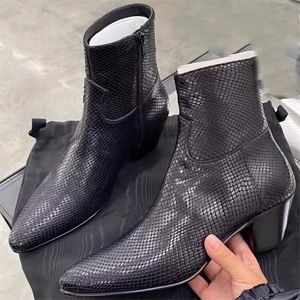 Chelsea -laarzen voor man comfortabel puntige teen mannen designer laars side ritsjipper mannelijke zwarte enkelschoen