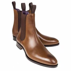 Chelsea Boots Men Pu Solid Color Classic Fashion Business Casual Party Wild British Style Slip-On Formal Boots Boots Eur Siz 38-48