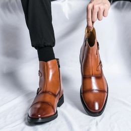Zapatos de tobillo de cuero de estilo chelsea British Boots de tobillo Senior Casual Designer Diseñador de trabajo Botas Classic Handmade Boots