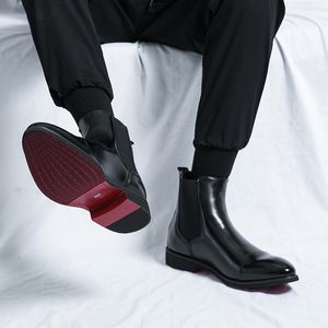 Chelsea Red Men Short Boots nieuw aankomsten mode comfortabel slip-on square teen cowboybedrijf handgemaakt