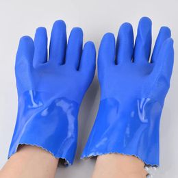 Chemische resistenthandschoenen blauwe, zware rubberen handschoenen, oliebescherming niet-slip verdikte antislip zuurbestendige bescherming waterdichte flexibel en duurzaam