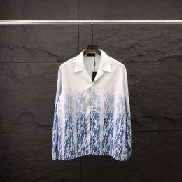Chemise Luxe Mens Shirt Long Shirt Shirt Shirt Designer Shirt Fashion Blue Brief Letter Deprint Design Shirt Twee-delige knop Aziatische maat M-3XL YYG