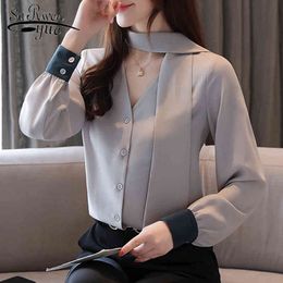 Chemisier Femme Nouvelle Collection Blouses Women Chemise Manche Longue Womens Tops en Solid Shirts 6791 50 210427