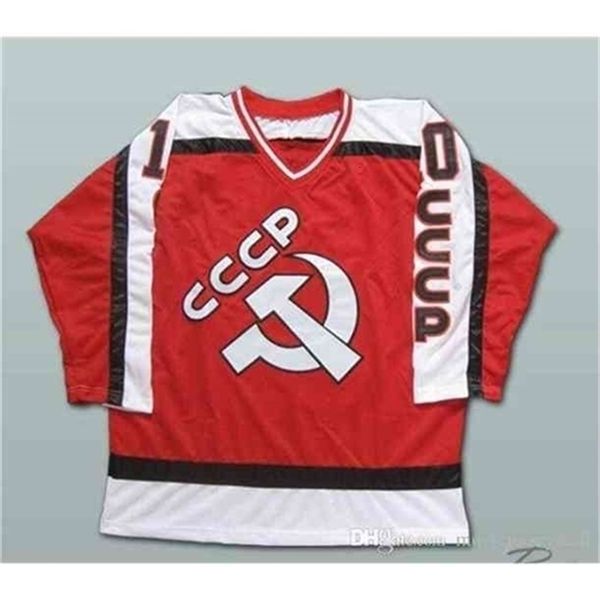Chen37 C26 Nik1 # 20 Vladislav Tretiak Jersey CCCP Pavel Bure 10 Jersey de hockey ruso personalizado Cualquier nombre y número