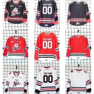 Chen37 C26 Nik1 2016 Personalizar OHL Niagara IceDogs Jersey Hombres Mujeres Niños Negro Blanco Rojo Hockey sobre hielo Jerseys baratos Personalizado Cualquier nombre Cualquier NO.Goalit Cut